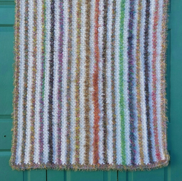 Hand Crafted Other - Hand Crafted Hand Crochet Striped Throw Blanket Of Many Colors